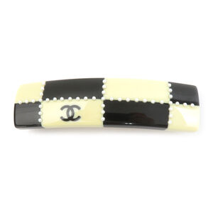 Chanel CHANEL Barrette Coco Mark Resin Metal Cream Black Gold Women's e61988a